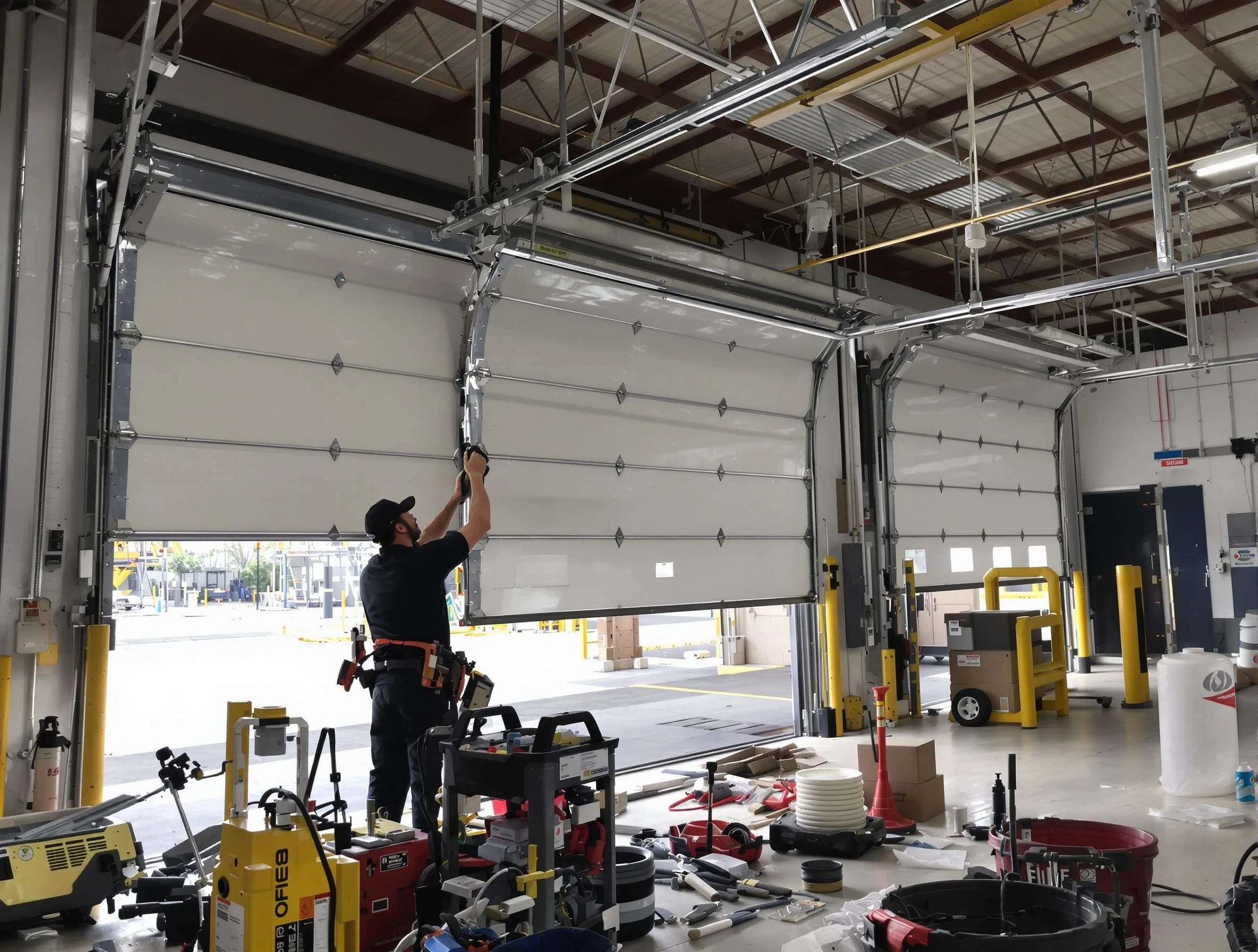 Evans Garage Door Repair technician performing commercial garage door repair in Evans