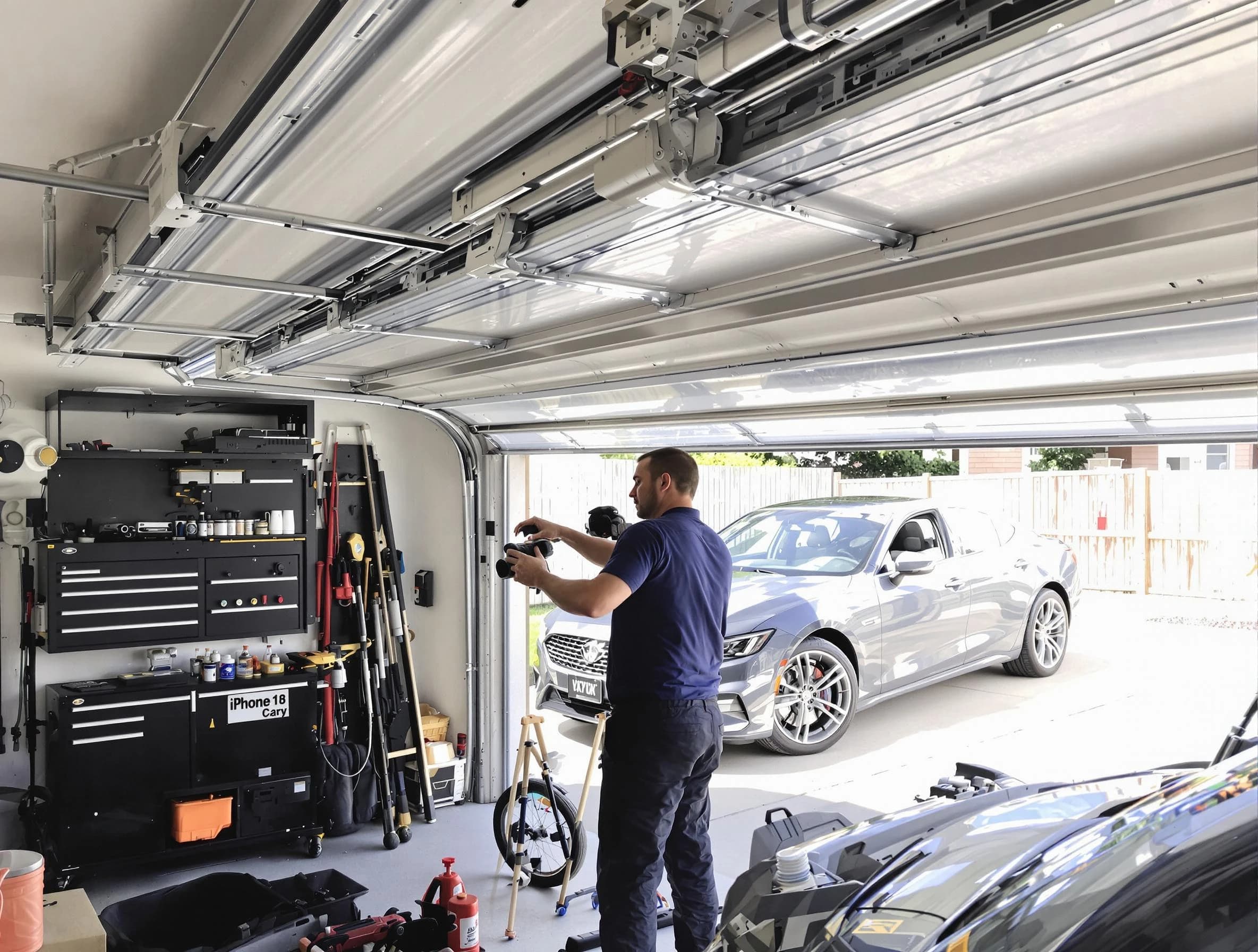 Evans Garage Door Repair technician fixing noisy garage door in Evans