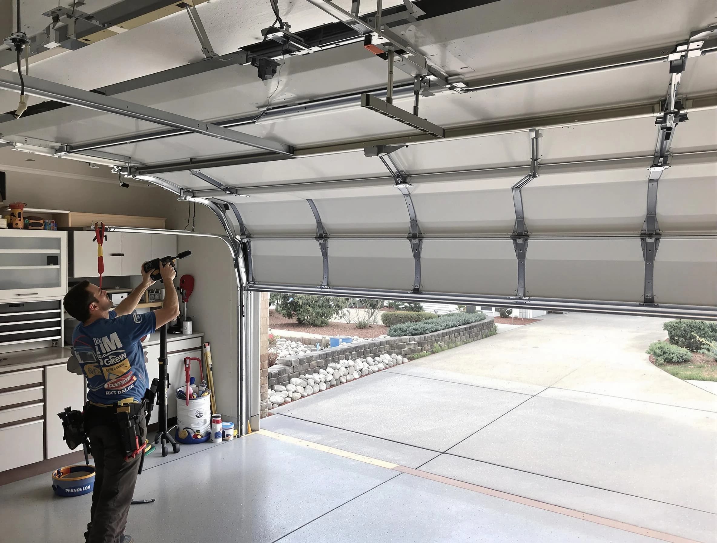 Garage door track repair service by Evans Garage Door Repair in Evans