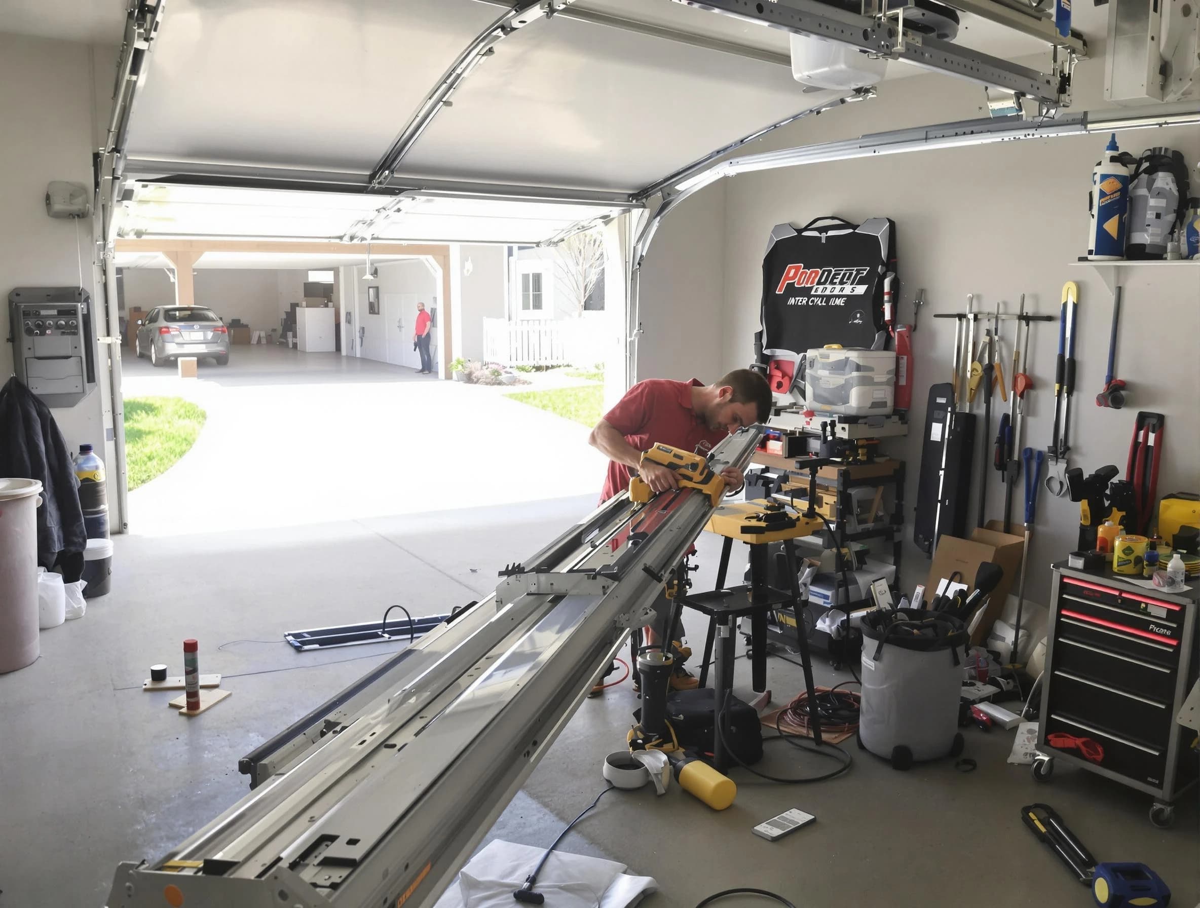 Evans Garage Door Repair expert performing track repair in Evans